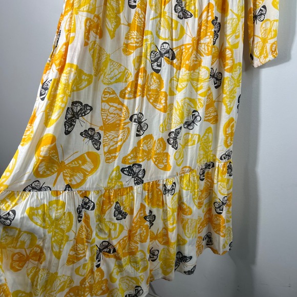 Womens Sweet Magnolia V Neck Butterfly Midi Dress Tiered Boho M Viscose NWT - Picture 7 of 10